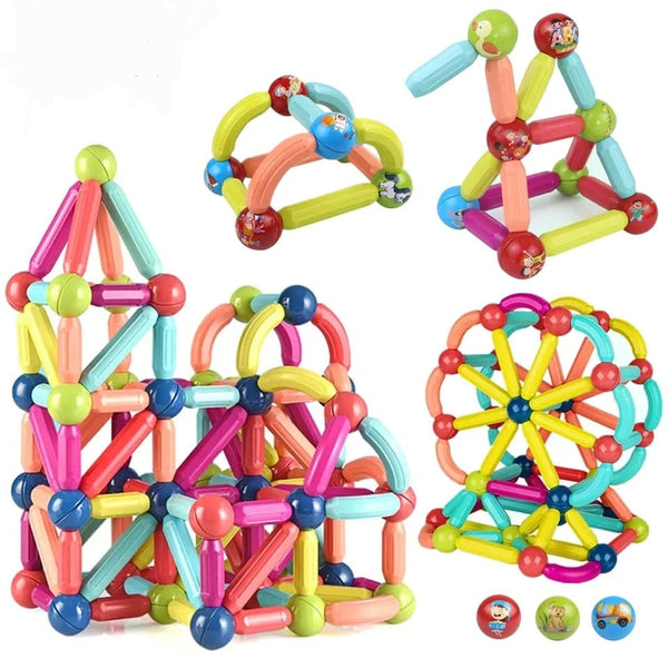 Blocos de Brinquedo Magnéticos – Bolas Magnéticas Educacionais para Criatividade e Concentração