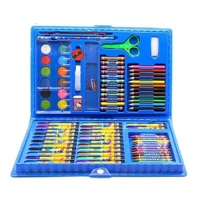 Kit Estojo de Pintura Completo Lápis de Cor + Acessórios 86 Peças