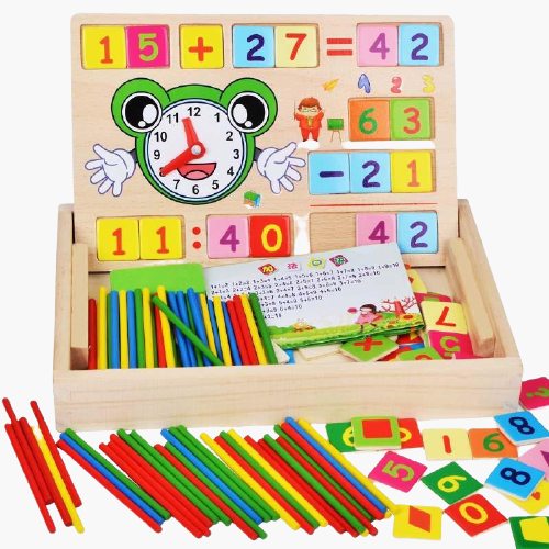 Caixa de Matemática com Múltiplas Funções - Brinquedo Educativo para Aprendizado e Desenvolvimento Infantil